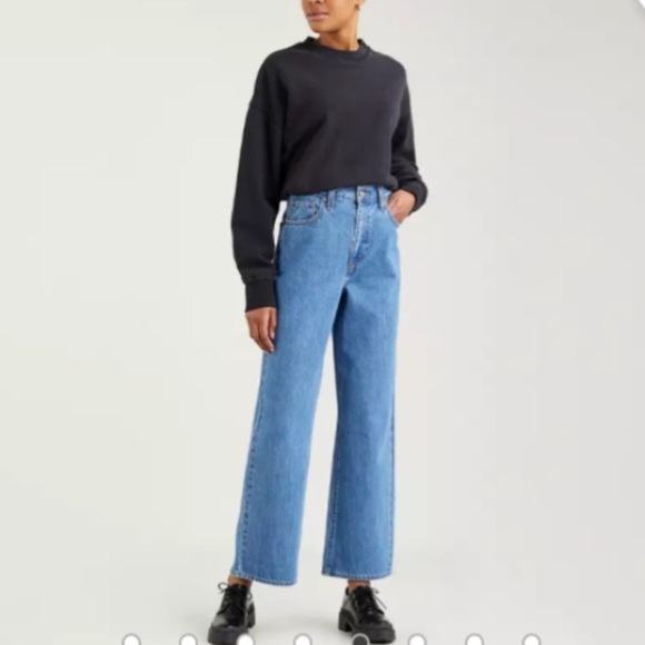 Levi's Denim - Levis High Waisted Straight Jeans Woman 30 Medium Wash Preppy Streetwear FLAW